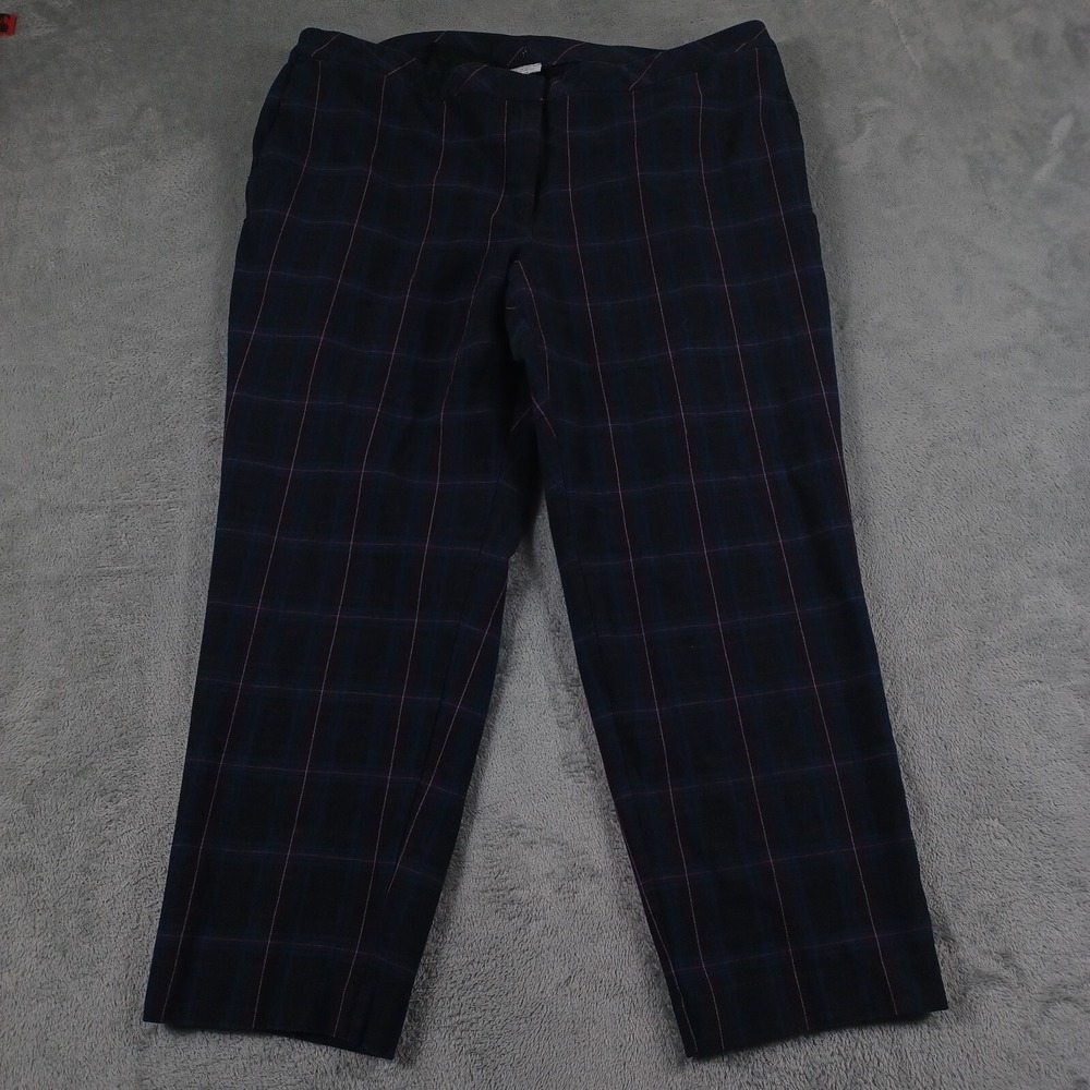 J‎ Jill Pants Womens 22 Blue Plaid Stretch Pockets Preppy Professional